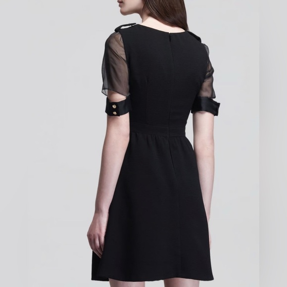Misha Nonoo Sheer Silk Cutout Puff Sleeve Little Black Dress LBD - Picture 3 of 11